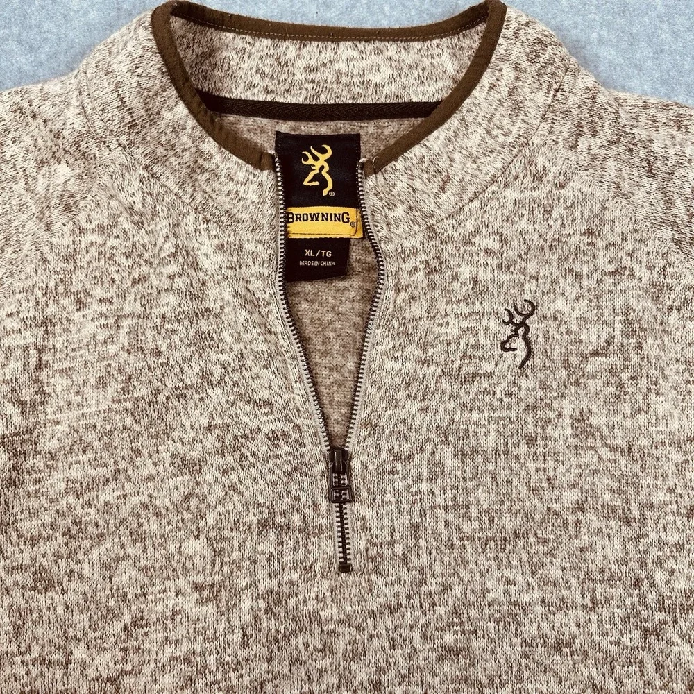 Browning Mens XL Jaxon Brown 1/4 Zip Pullover Outdoor Hunting Warmer Pocket
